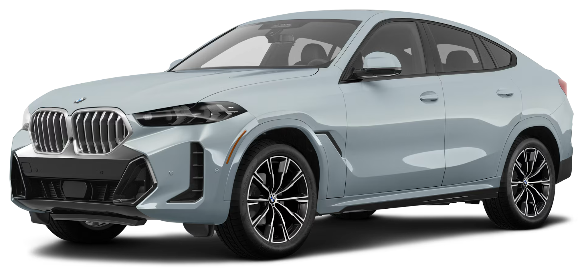 Front view of the 2026 BMW X6 showcasing its sleek design and LED headlights.