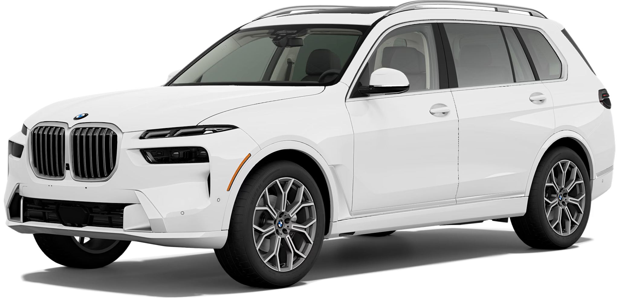 Front view of the 2026 BMW X7 xDrive40i in Brooklyn, NY, showcasing its bold grille, LED headlights, and premium SUV design.