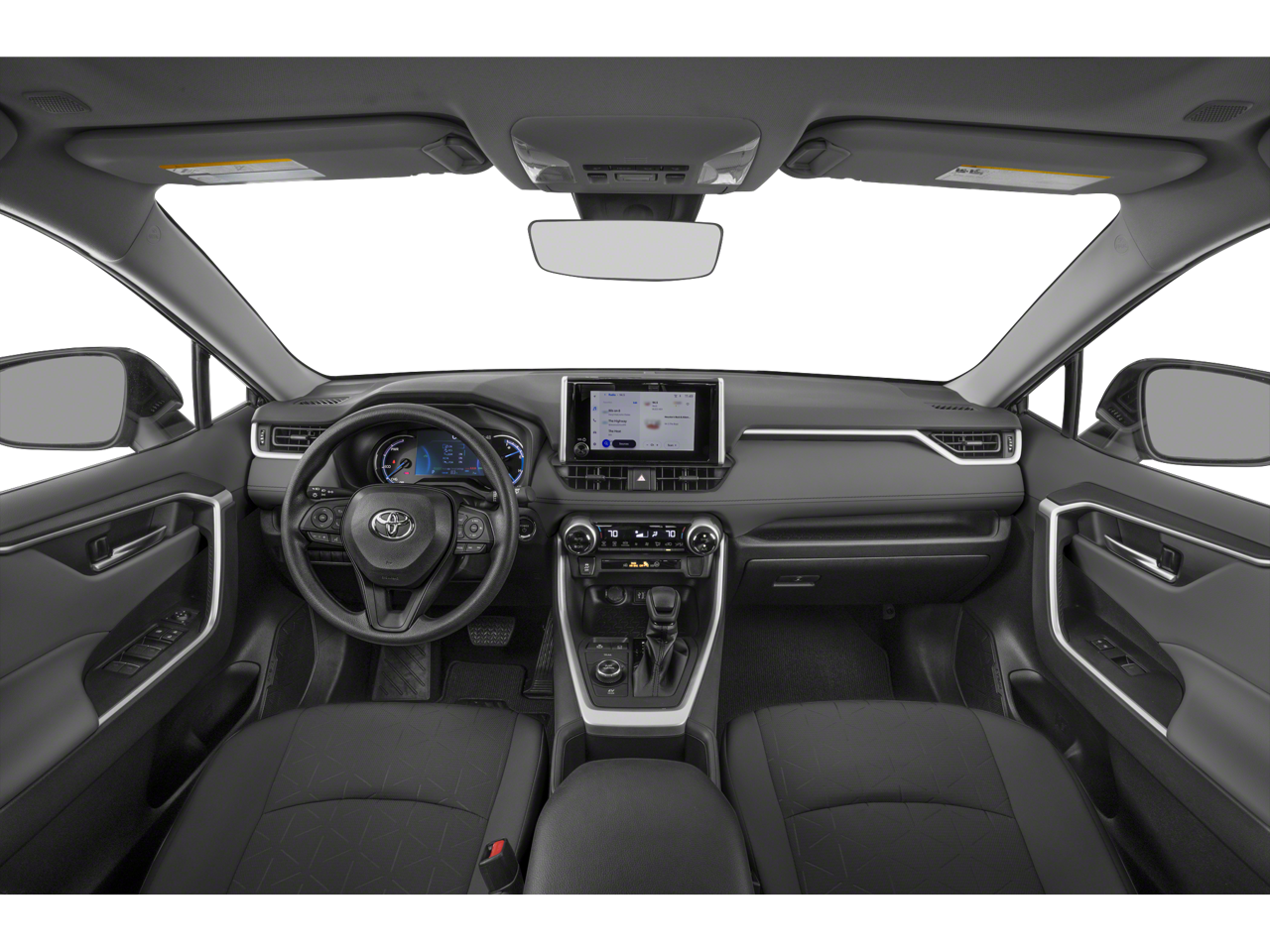Interior of the 2025 Toyota RAV4 Hybrid, highlighting comfort and tech for lease customers in Brooklyn, NY.