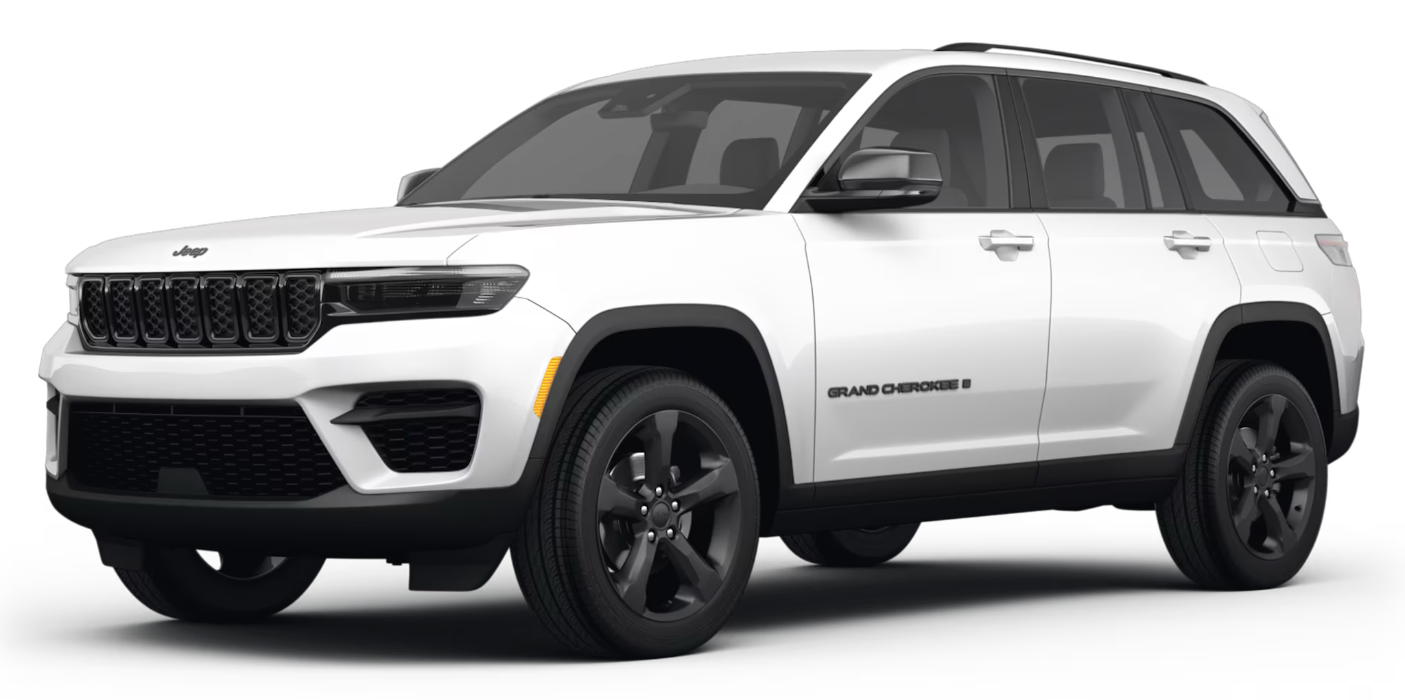 Front view of the 2024 Jeep Grand Cherokee Altitude, showcasing bold design and LED headlights for jeep grand cherokee lease deals.