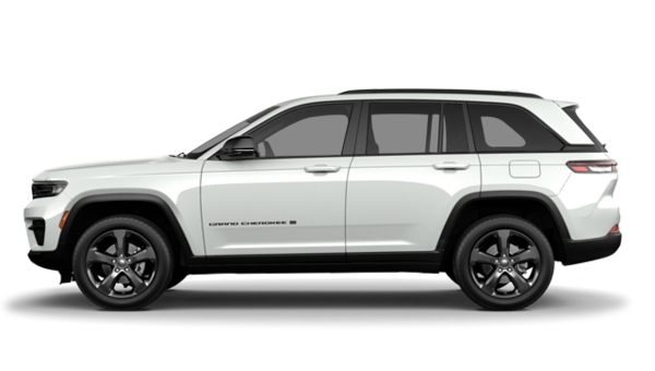 Side profile of the 2024 Jeep Grand Cherokee Altitude with 20-inch gloss-black wheels, perfect for lease deals NY.