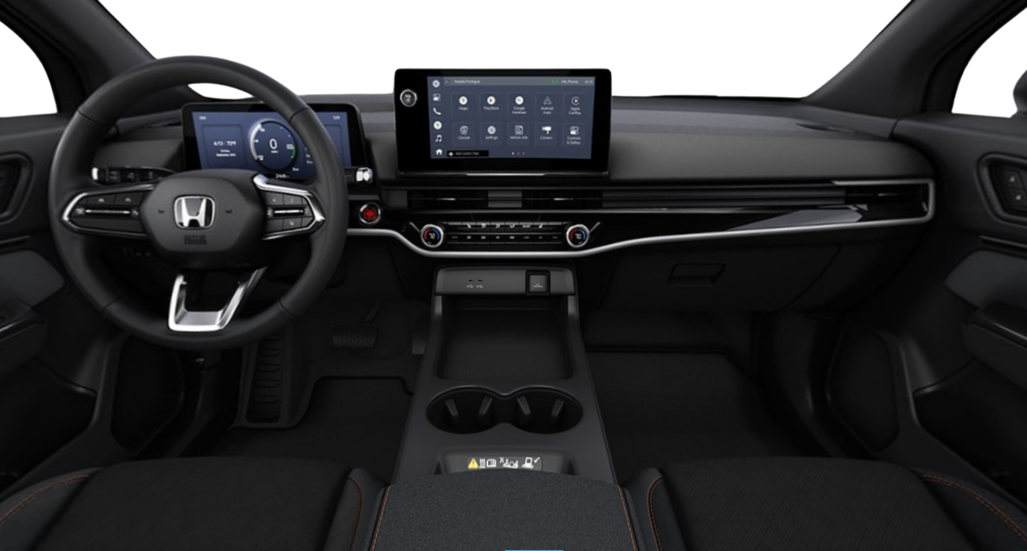 Advanced dashboard of the 2025 Honda Prologue EX Electric SUV showcasing a high-resolution infotainment system, digital instrument cluster, and modern design.