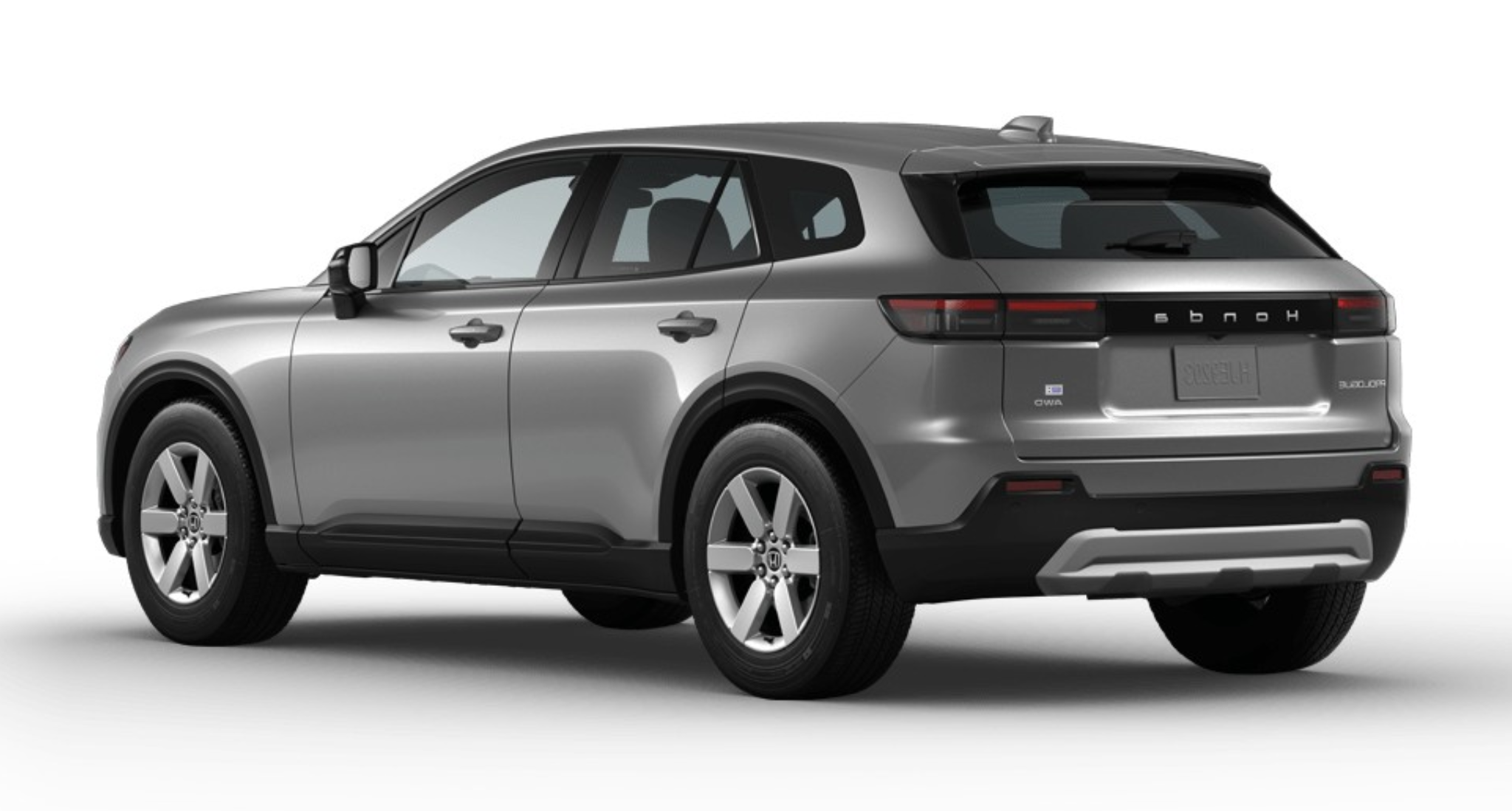 Rear view of the stylish 2025 Honda Prologue EX Electric SUV AWD highlighting its sleek taillights, aerodynamic design, and premium alloy wheels.