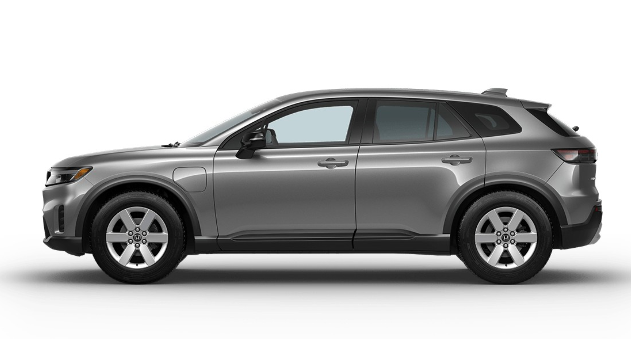 Side profile of the elegant 2025 Honda Prologue EX Electric SUV showcasing aerodynamic styling and sophisticated alloy wheels.