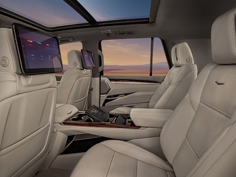 Spacious interior of the Cadillac SUV lease 2025, perfect for families with best lease deals.