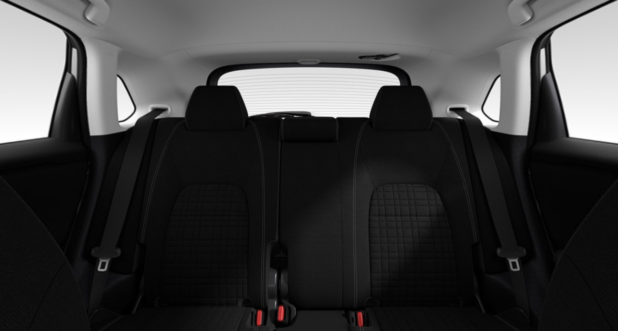 Rear seat interior of the 2025 Honda HR-V AWD LX showing spacious black fabric upholstery with adjustable headrests and modern safety belt design