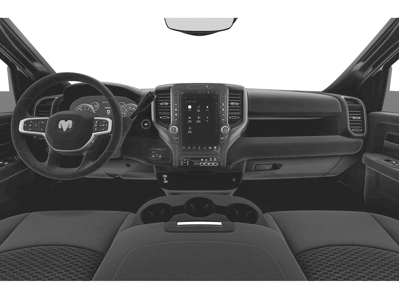 Dashboard of the 2025 Ram 1500 Lease, featuring Uconnect tech for best lease deals 2025.