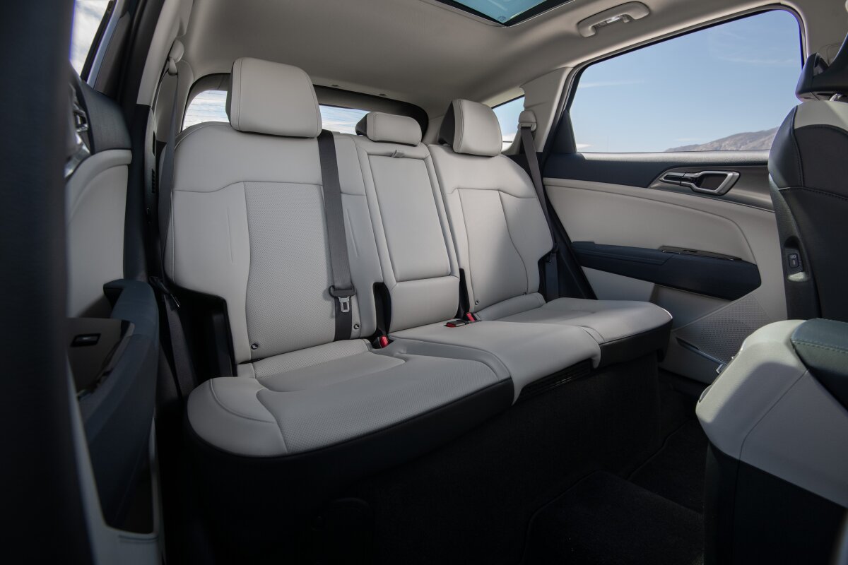 Second row view of 2025 Honda CR-V Hybrid in best hybrid crossover review highlighting hybrid family SUV space