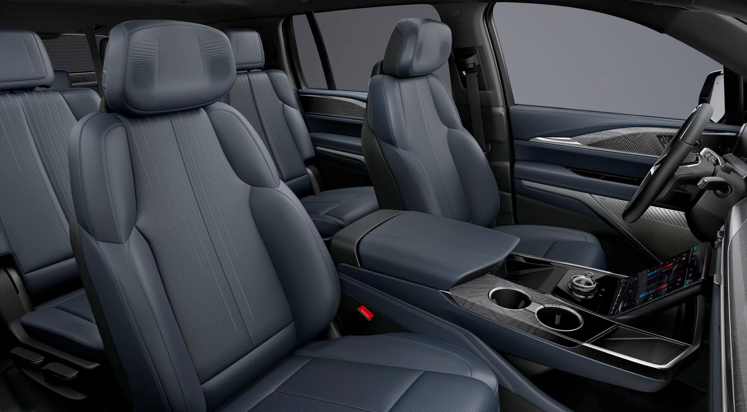 Roomy interior of 2025 Cadillac Escalade IQ lease, best 3-row SUV for comfort.