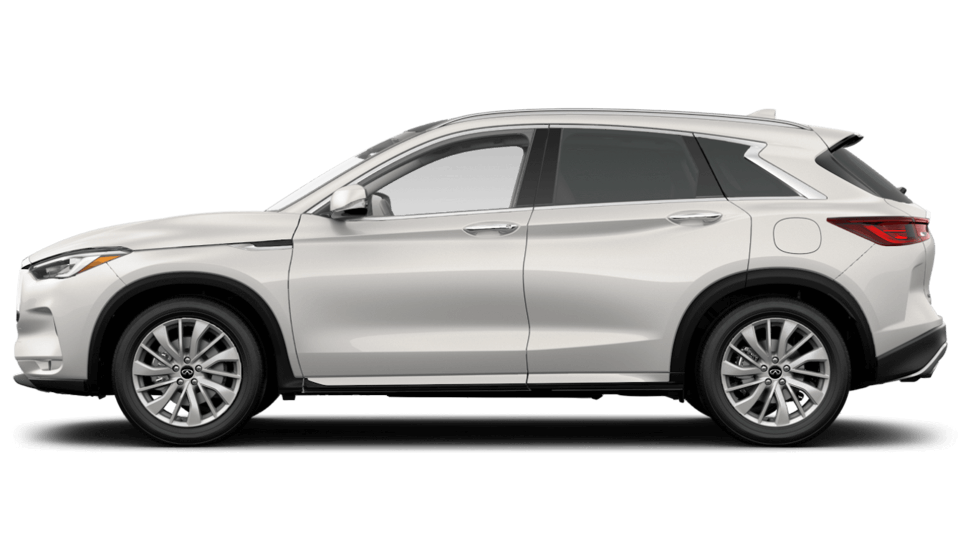 Elegant side profile of the 2025 Infiniti QX50 lease, highlighting its mid-size SUV design.