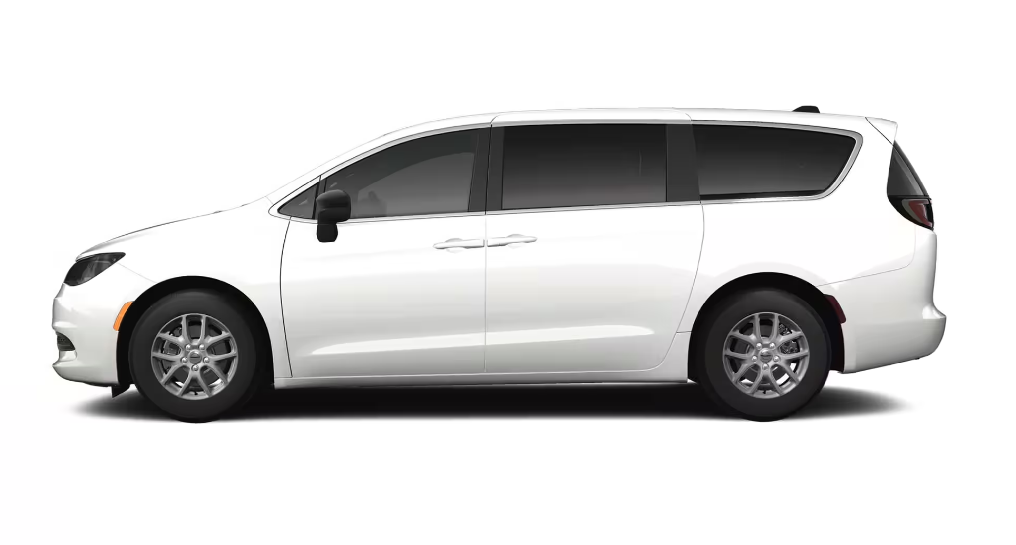 Side profile of the 2025 Chrysler Voyager FWD showcasing its long body, sliding doors, and alloy wheels