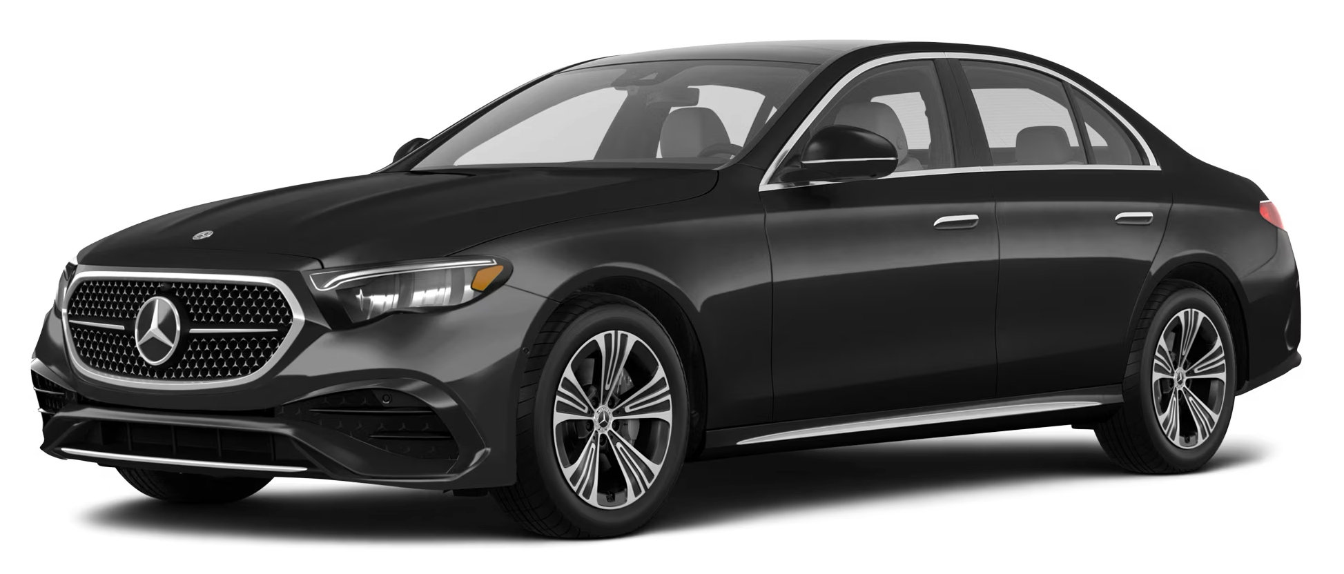Front view of the 2025 Mercedes-Benz C 300 sedan with bold grille, signature LED headlights, and chrome Mercedes-Benz emblem.