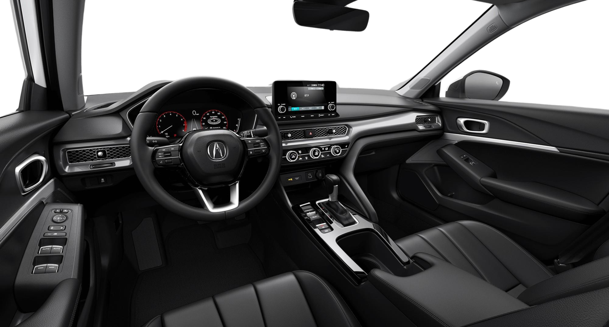 Modern 2025 Acura Integra dashboard with digital instrument cluster, touchscreen display, and premium interior technology features