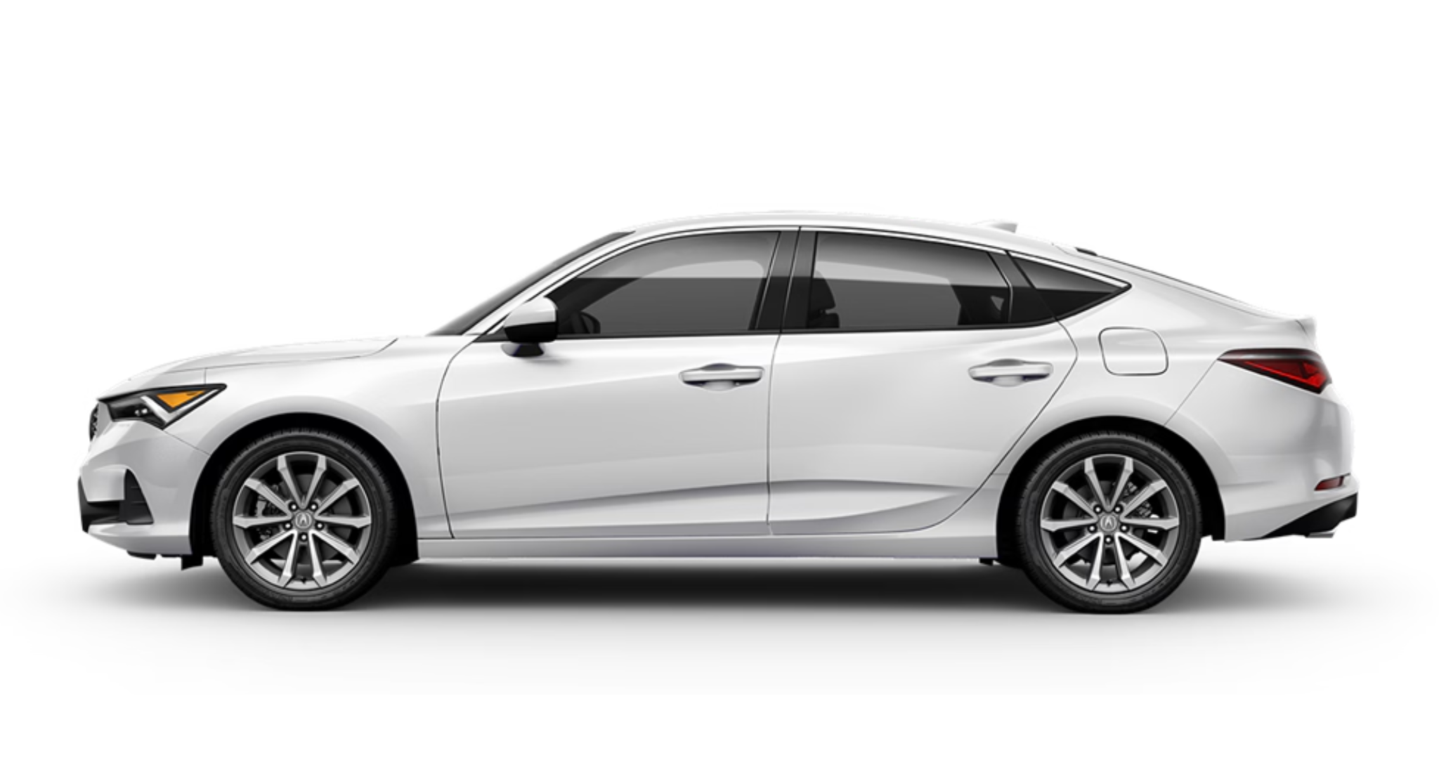 Sleek side profile of the 2025 Acura Integra highlighting its sporty liftback design, stylish alloy wheels, and aerodynamic lines
