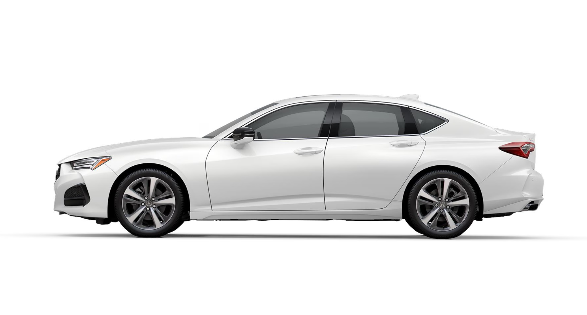 Sleek side profile of the 2025 Acura TLX FWD Technology Package highlighting its sporty design, sharp body lines, and 19-inch alloy wheels.