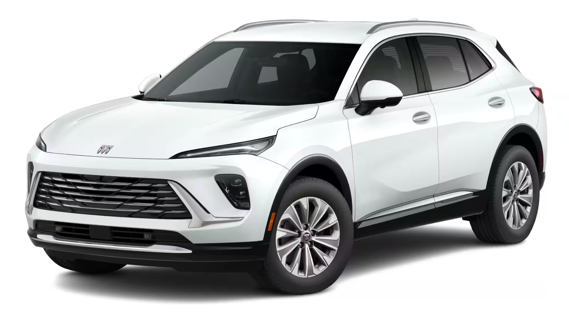 Front view of the 2025 Buick Envision Preferred AWD featuring a bold grille design, sleek LED headlights, and aerodynamic styling.
