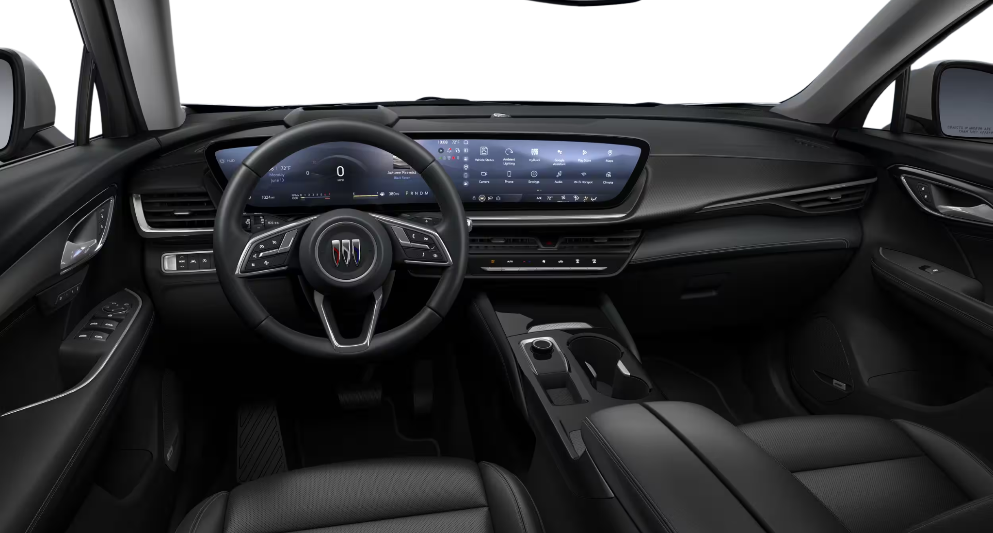 Driver-focused cockpit of the 2025 Buick Envision Preferred AWD showcasing the ultrawide 30-inch premium display with Google built-in.