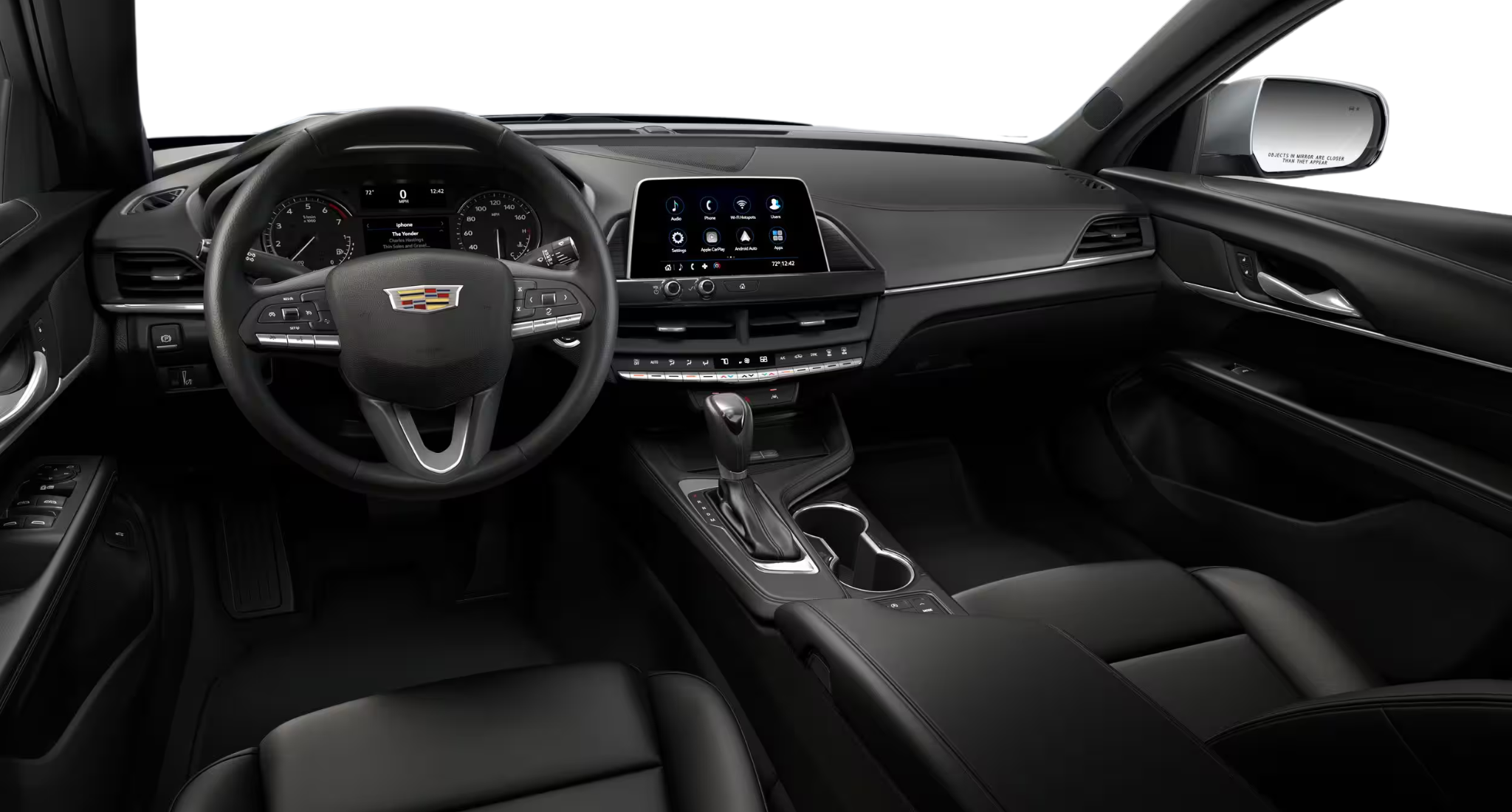 Advanced driver-focused dashboard of the 2025 Cadillac CT4 RWD Luxury featuring 8-inch HD touchscreen, Cadillac User Experience system, and wireless smartphone integration.