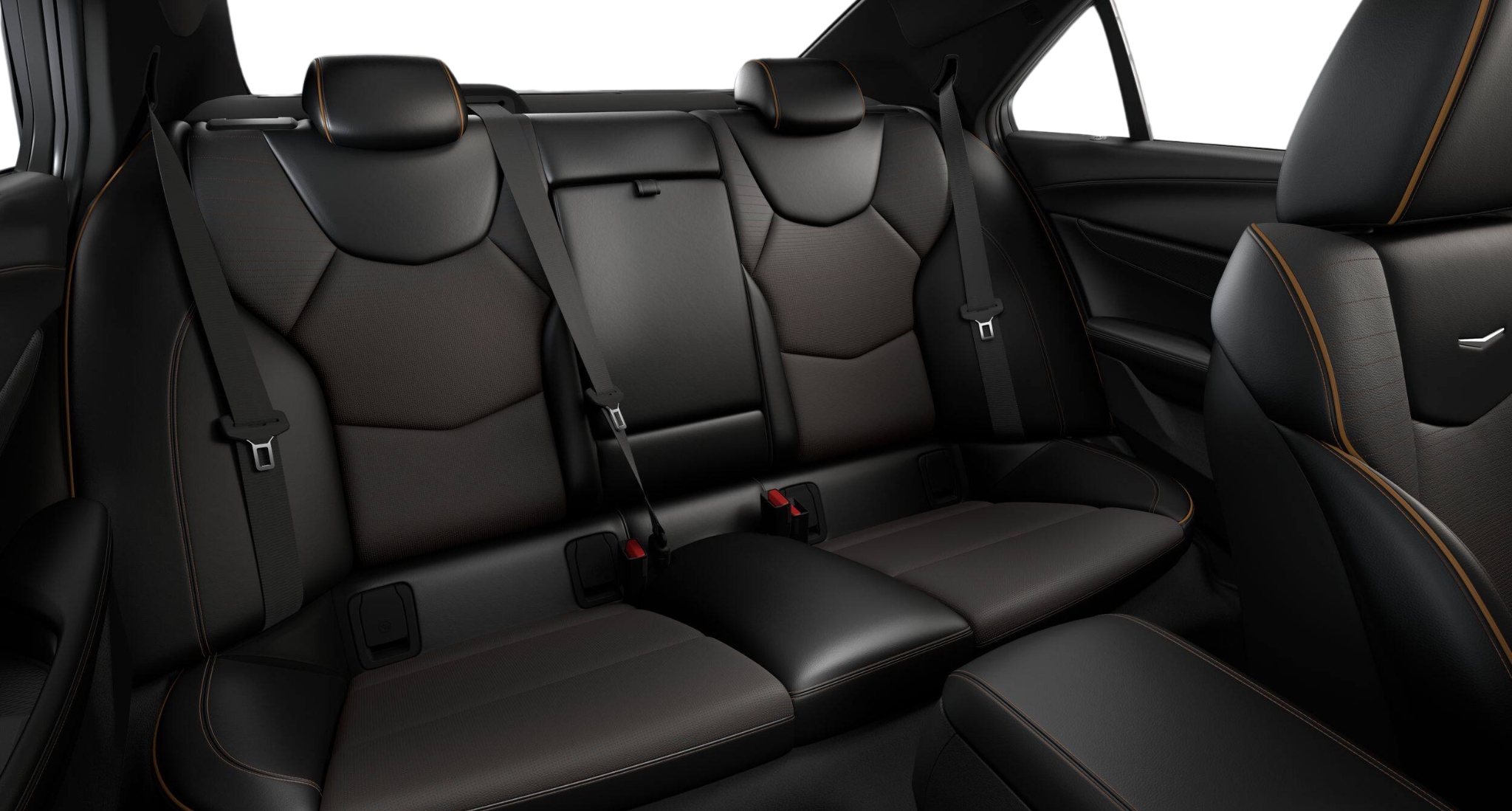 Luxurious rear seating of the 2025 Cadillac CT4 V-Series AWD with premium leather-appointed sport seats and elegant interior detailing.