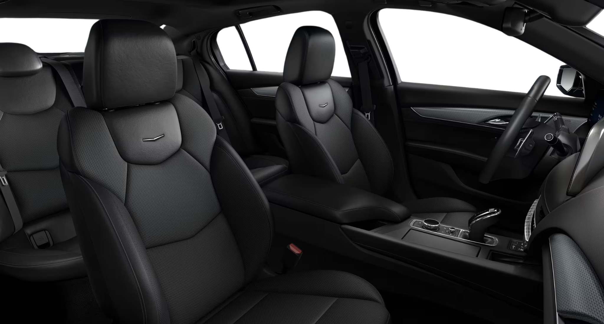 Premium leather seating surfaces of the 2025 Cadillac CT5 RWD Premium Luxury showcasing spacious and elegant interior design.