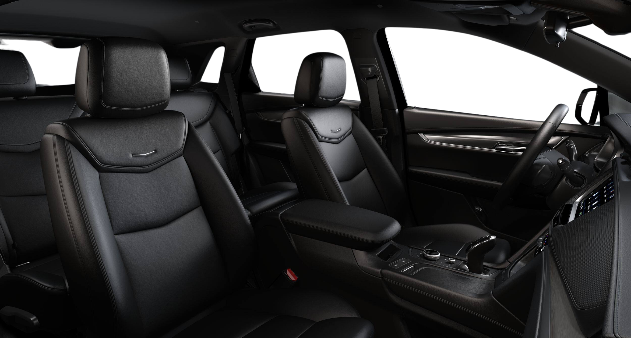 2025 Cadillac XT5 AWD interior featuring premium black Inteluxe seating surfaces with luxurious design and spacious cabin comfort.