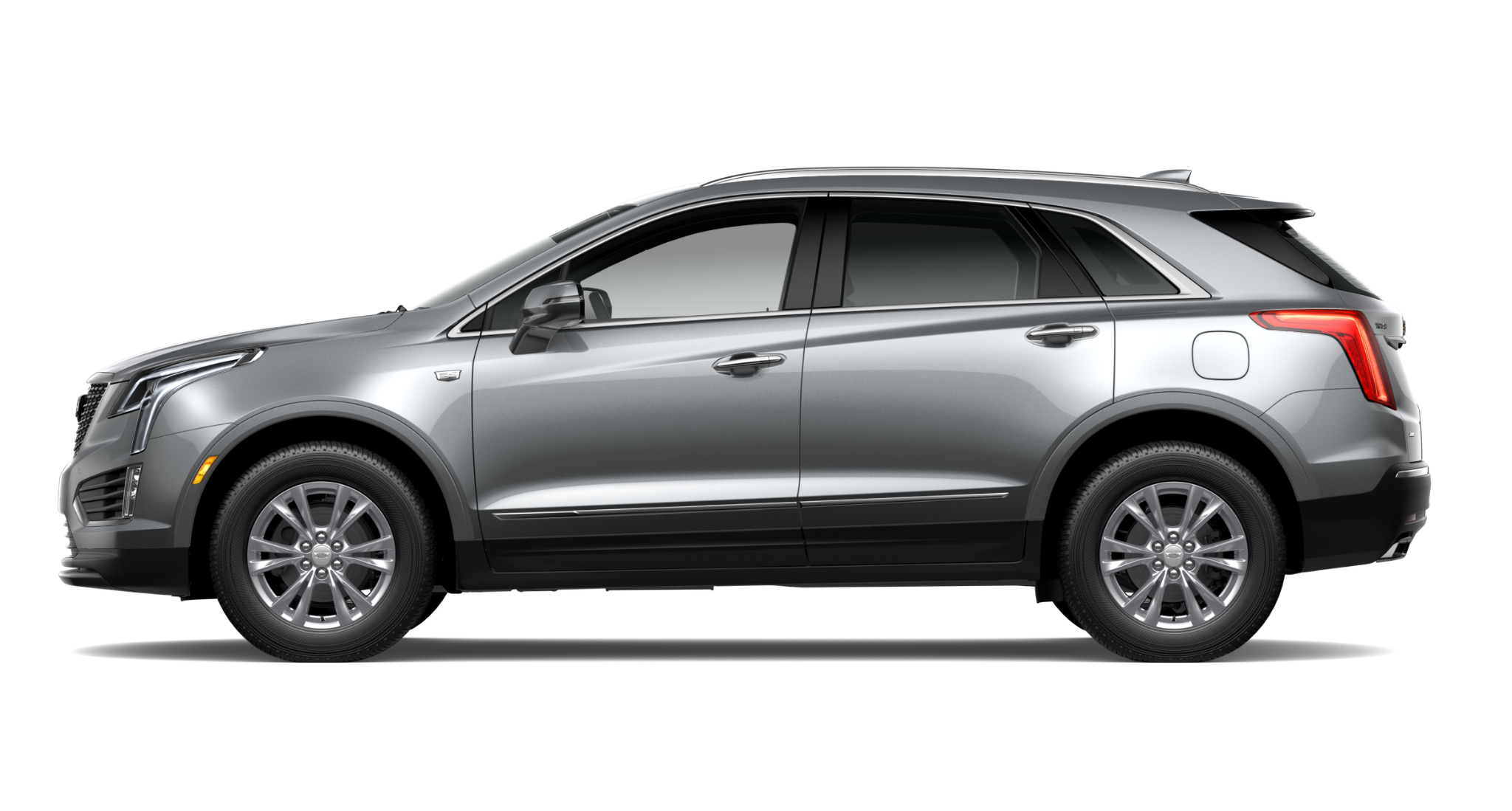2025 Cadillac XT5 AWD side profile view highlighting sleek body lines, alloy wheels, and premium luxury SUV design.