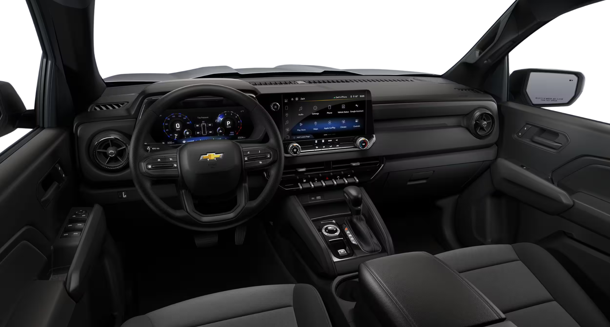 Driver's cockpit of the 2025 Chevrolet Colorado WT 4WD featuring a digital gauge cluster, 11.3" touchscreen, and tech-forward dashboard.