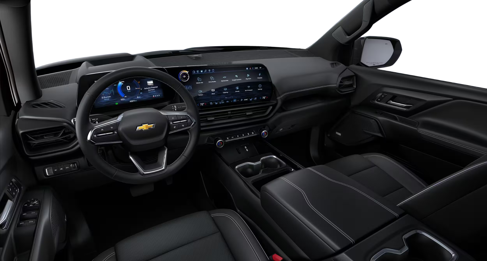 2025 Chevrolet Silverado EV LT digital cockpit with 17.7-inch touchscreen, Google integration, and premium tech layout