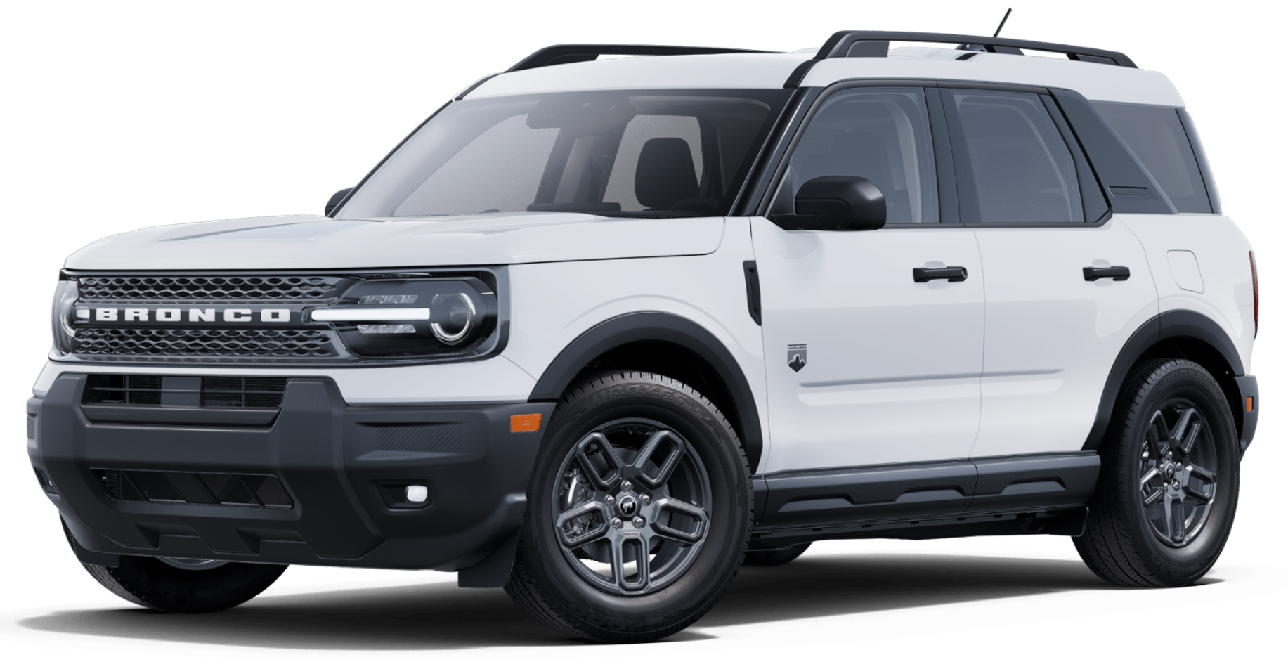 Front view of the 2025 Ford Bronco Sport Big Bend with bold grille, LED headlights, and rugged styling