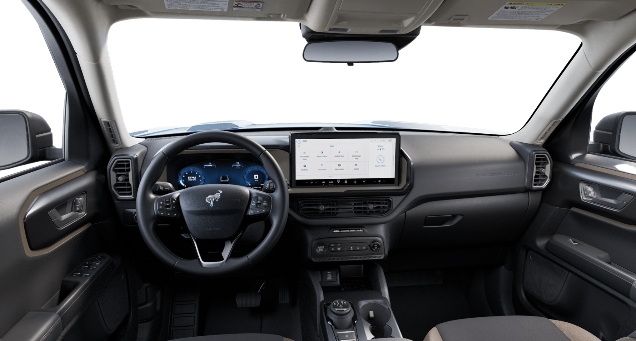 Interior dashboard of the 2025 Ford Bronco Sport Big Bend featuring SYNC 4 touchscreen and digital cluster