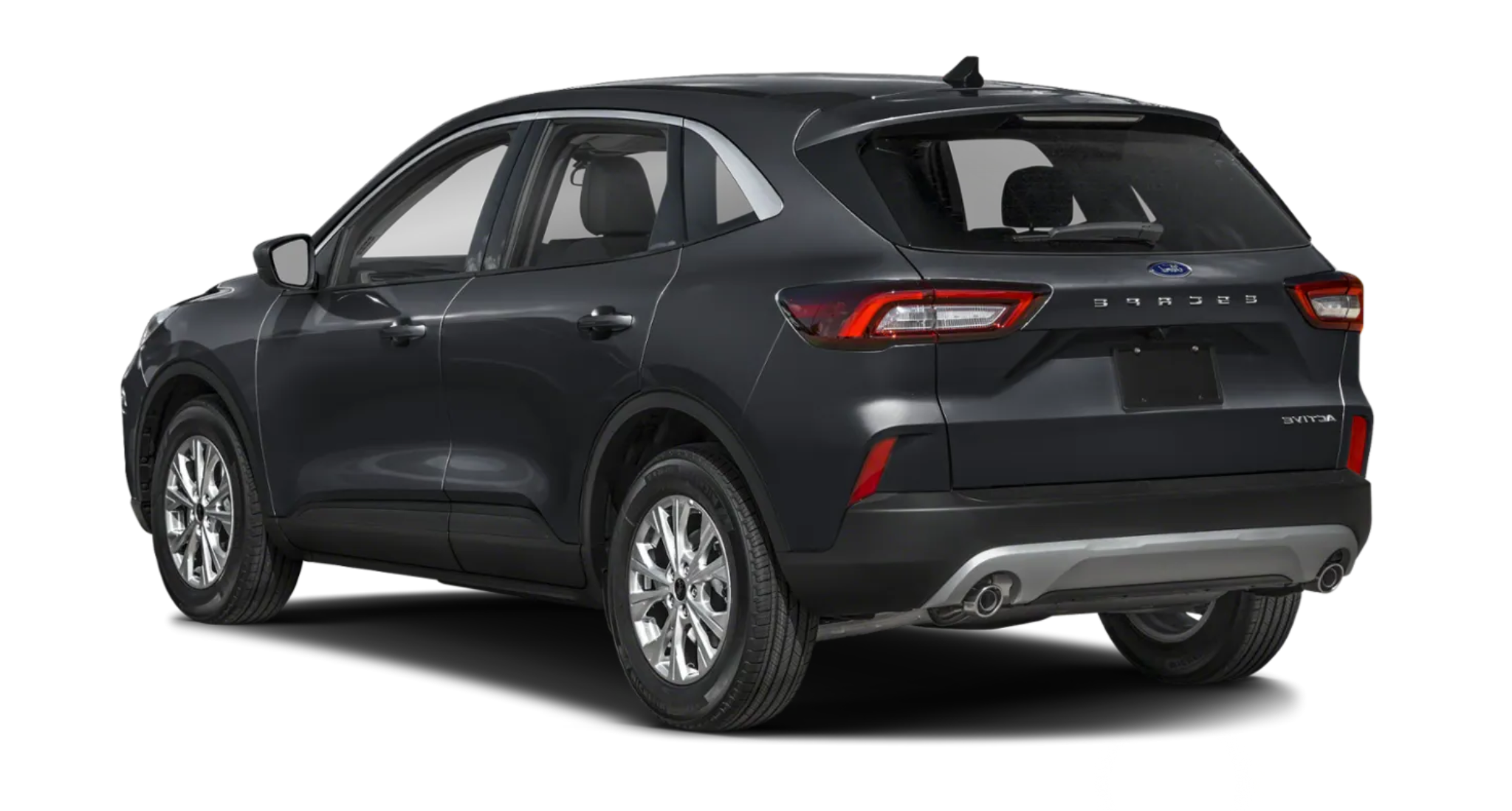 Rear view of the 2025 Ford Escape Active AWD showing modern taillights, Active badging, and dual chrome exhaust outlets.