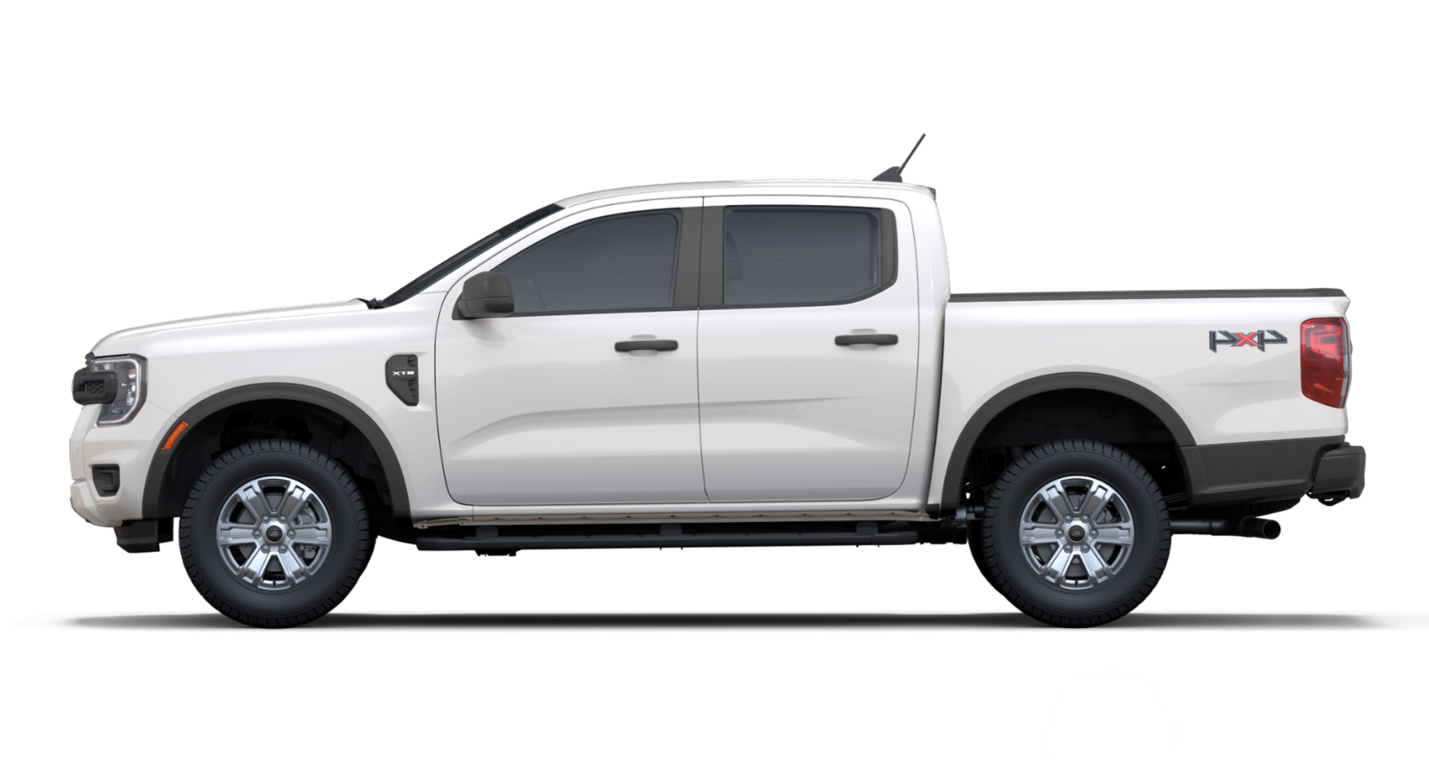 Side profile of 2025 Ford Ranger XL SuperCrew 4X4 with crew cab and STX appearance package