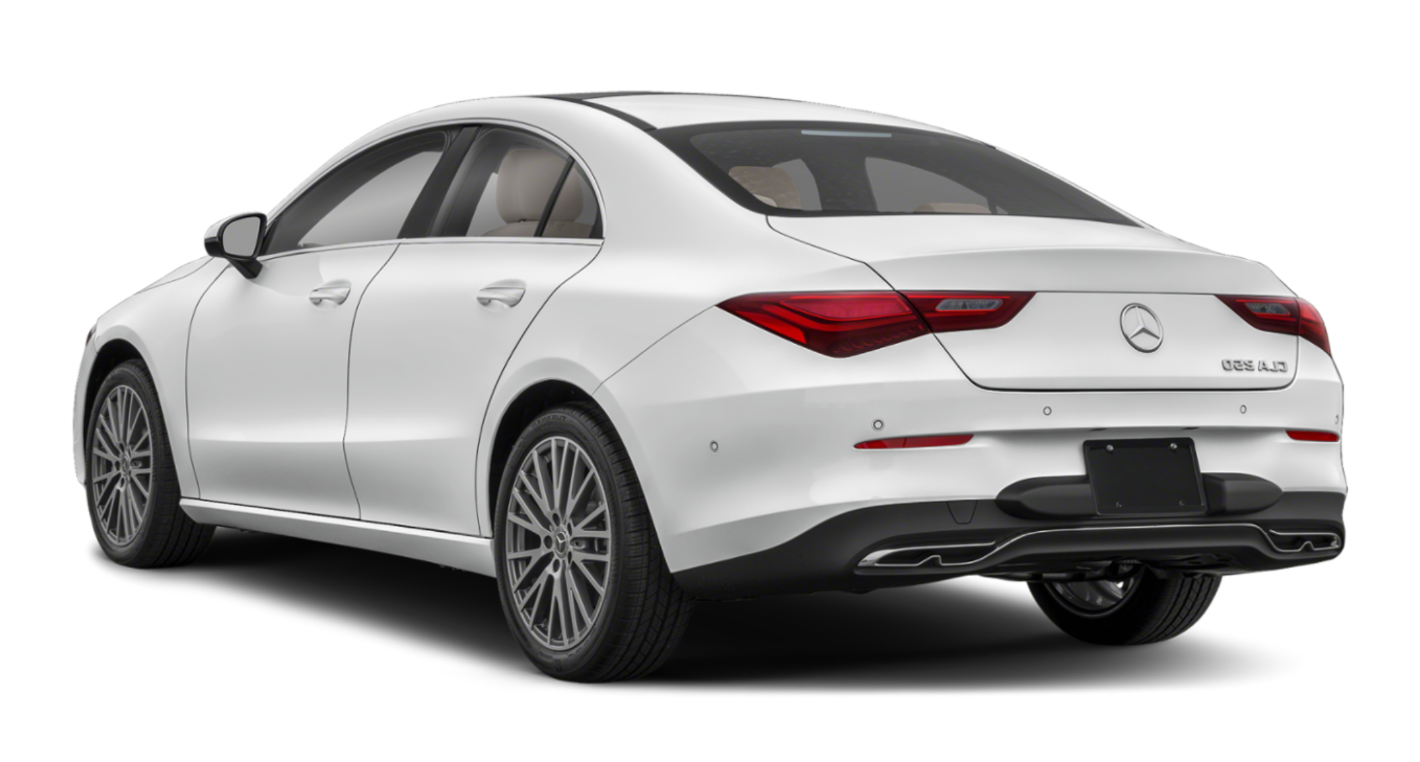 Rear view of the 2025 Mercedes-Benz CLA 250 Coupe highlighting LED taillights and sleek, modern design.