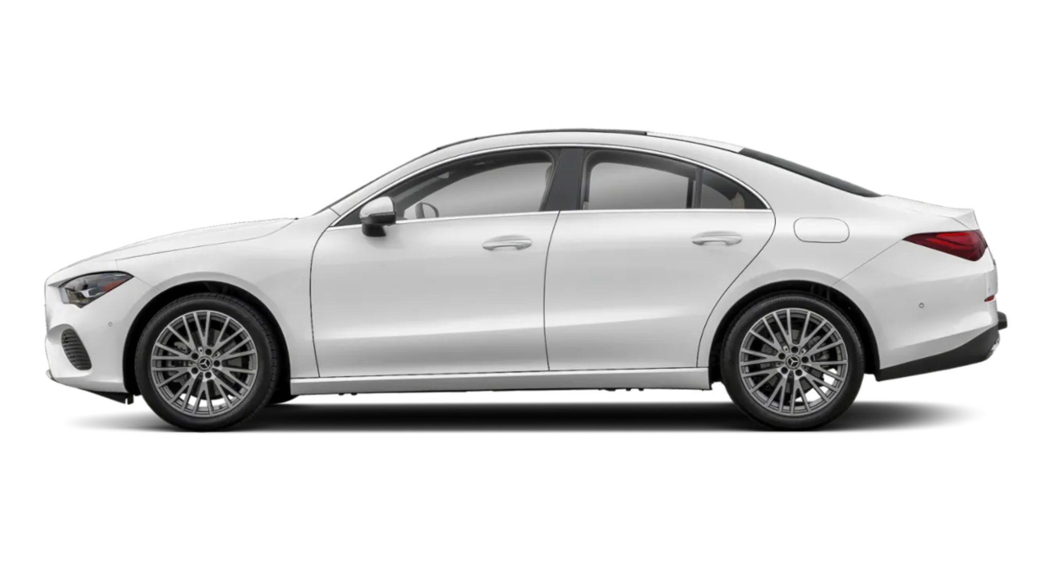 Elegant side profile of the 2025 Mercedes-Benz CLA 250 Coupe showcasing aerodynamic contours and stylish alloy wheels.