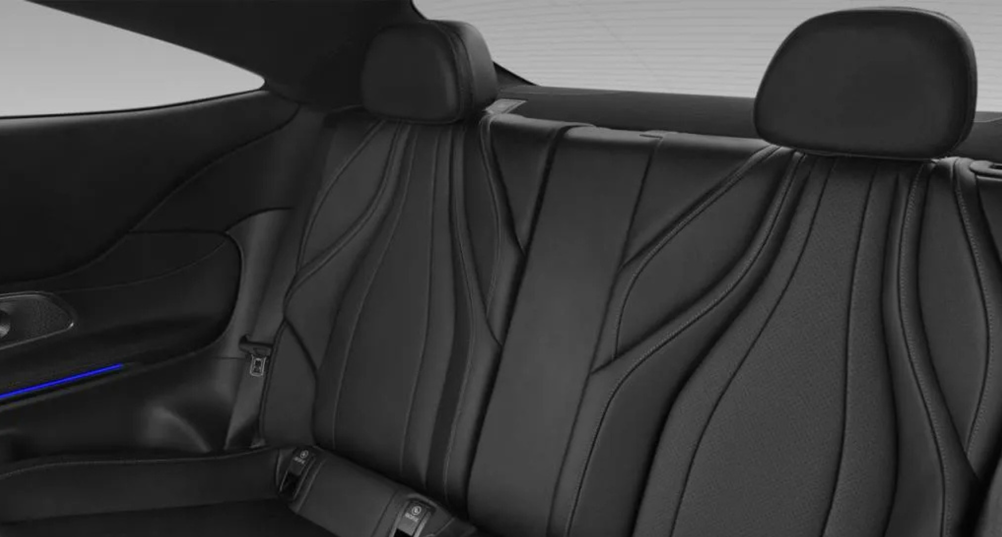 Comfortable, stylish black leather rear seats of the 2025 Mercedes-Benz CLE 300 Coupe.