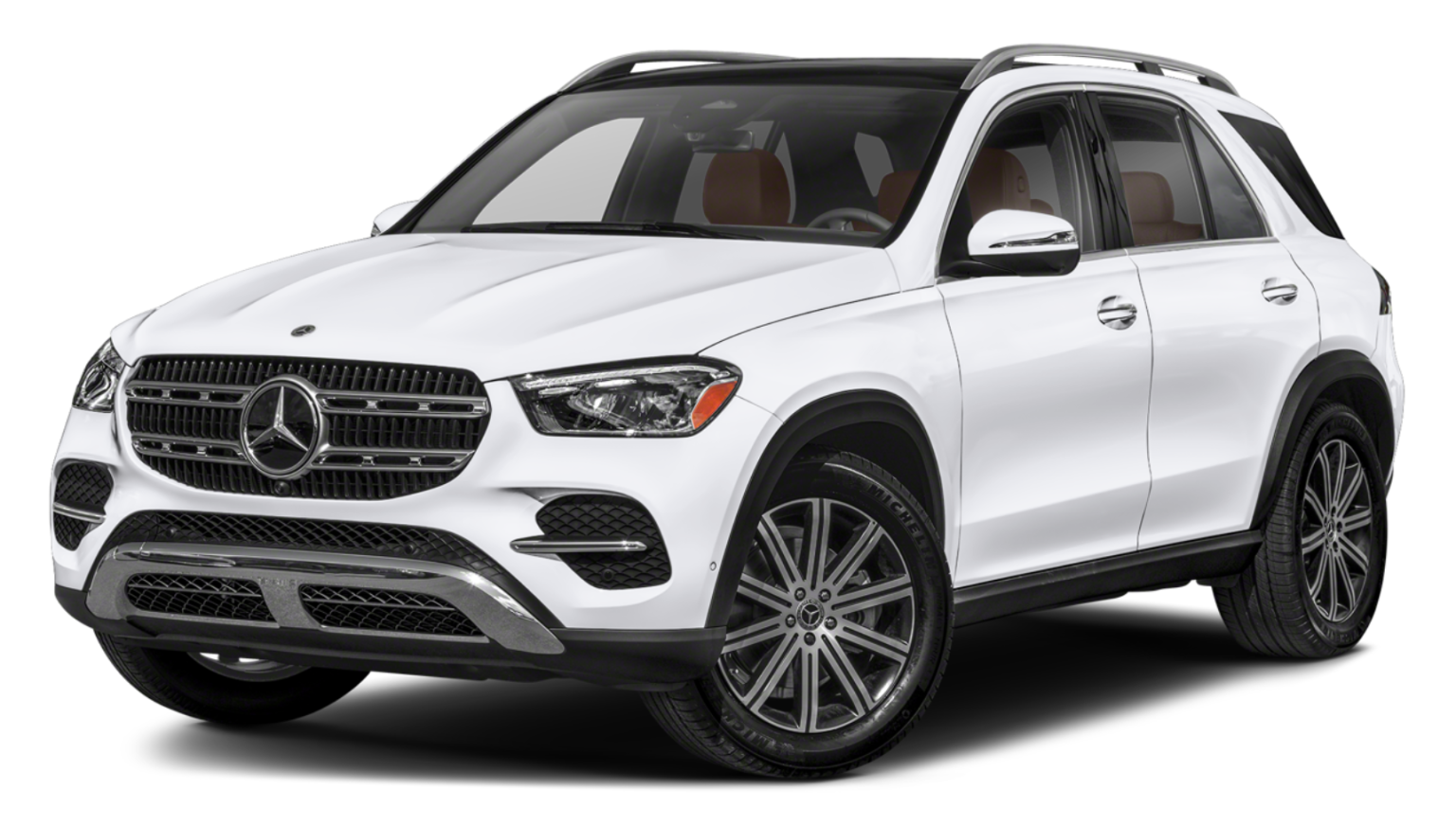 2025 Mercedes-Benz GLE 350 4MATIC AWD front exterior in Polar White with signature grille and LED headlights