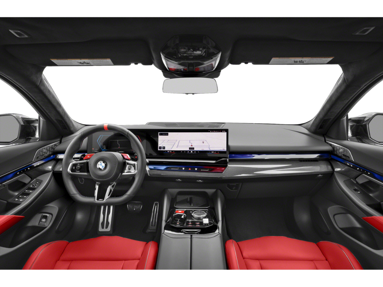 Interior dash view of the 2025 BMW m5 lease, featuring advanced safety features and intuitive infotainment for luxury leasing.