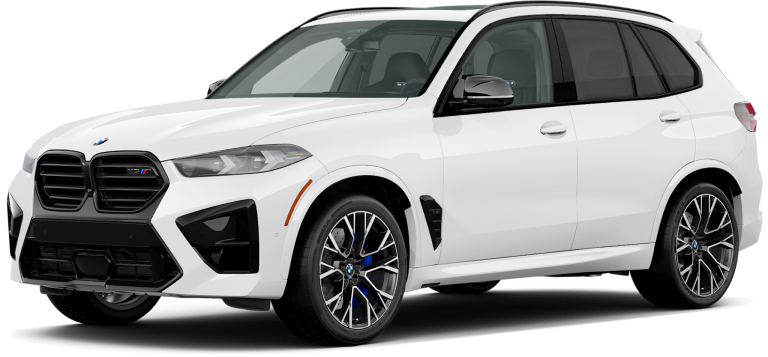 Front view of the 2025 BMW X5M, a luxury SUV available for lease with $0 Down in NYC.