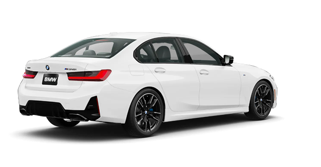 Rear view of a 2025 BMW m340 sedan, emphasizing elegance and $0 down BMW deals availability.