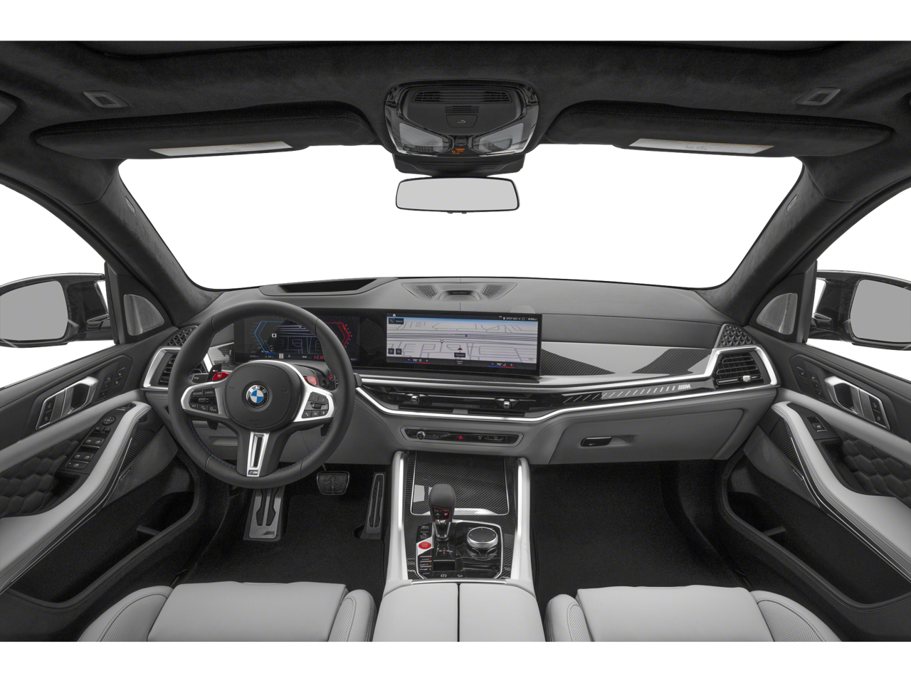 Interior dash view of the 2025 BMW X5M, featuring luxury tech for BMW lease specials in NYC.