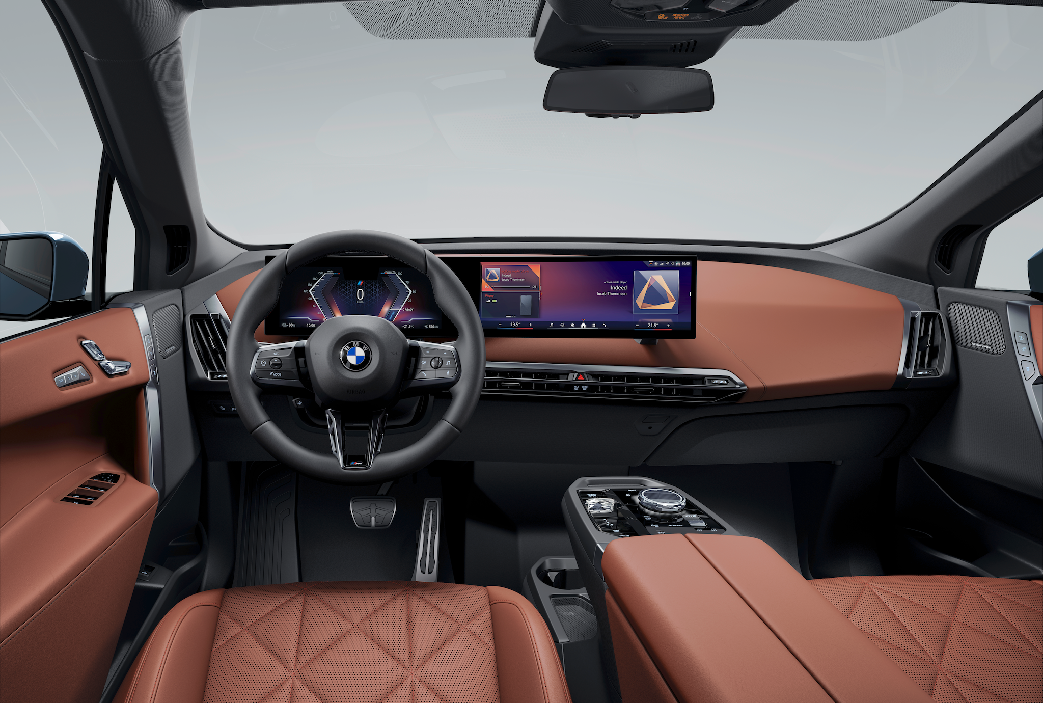 Spacious interior of the BMW iX 2026 lease, with premium materials, ideal for families and professionals.