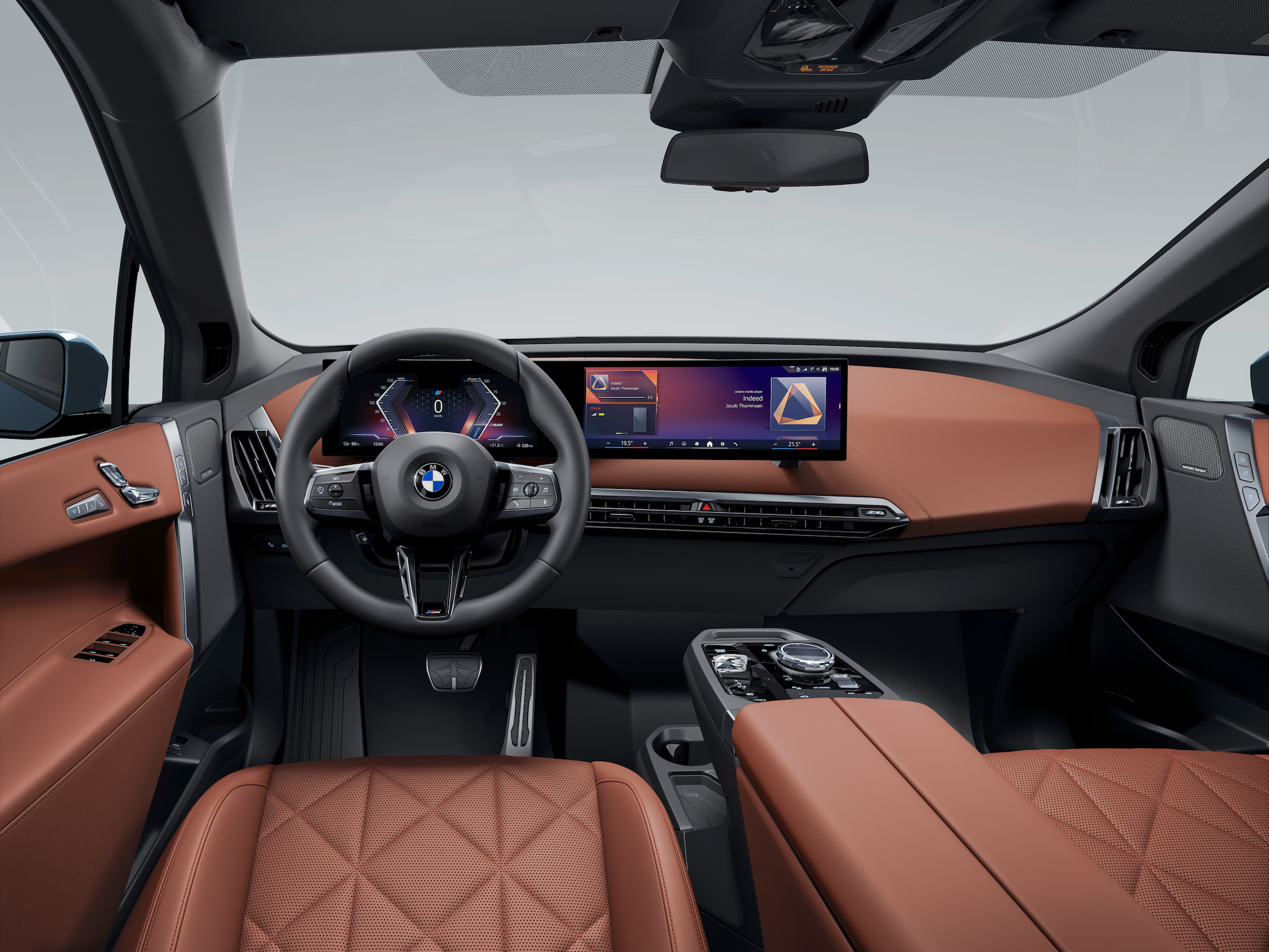 Spacious interior of the BMW iX 2026 lease, with premium materials, ideal for families and professionals.
