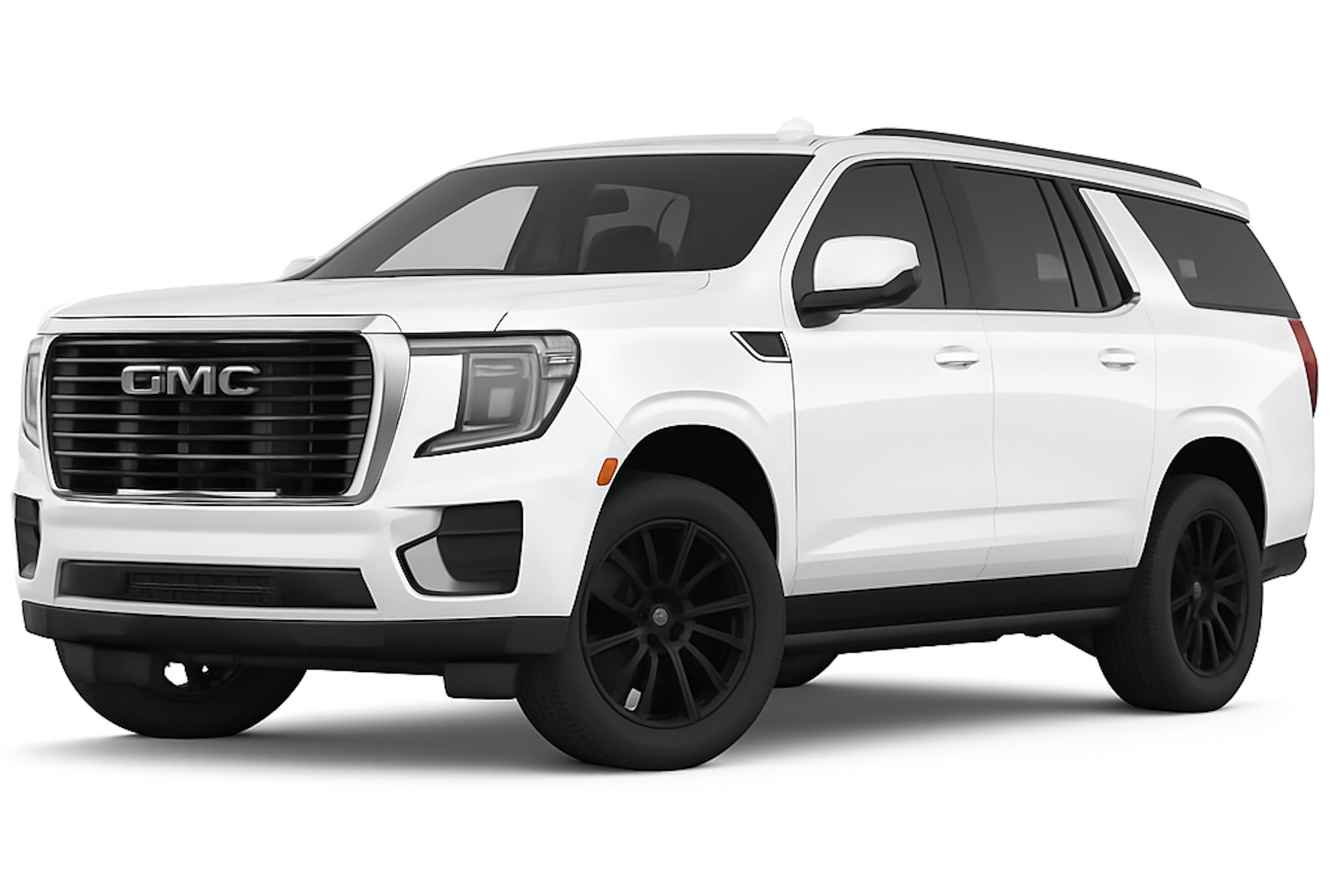 Front view of the 2025 GMC Yukon XL Elevation 4WD showcasing bold grille and LED headlamps