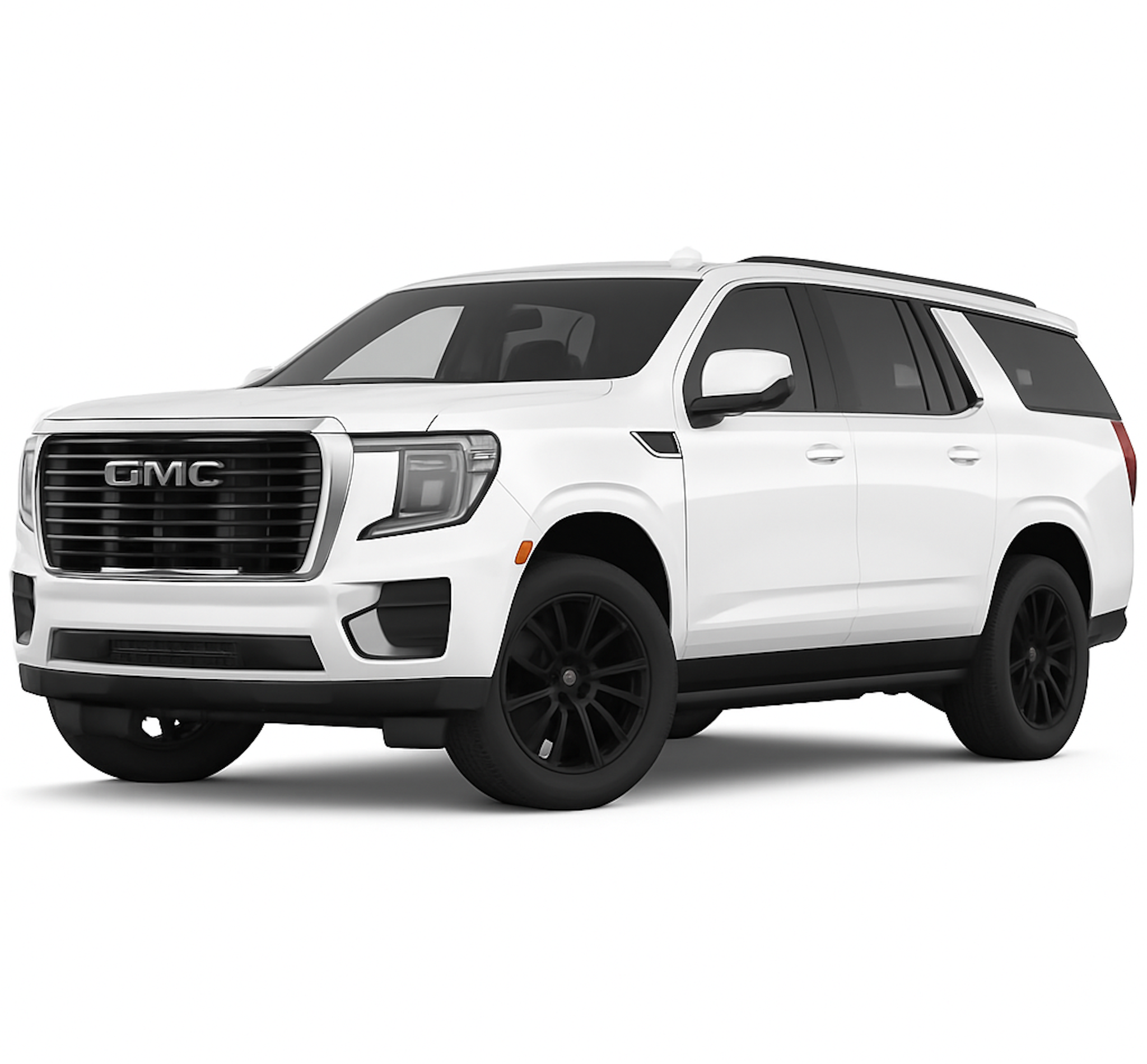 Front view of the 2025 GMC Yukon XL Elevation 4WD showcasing bold grille and LED headlamps