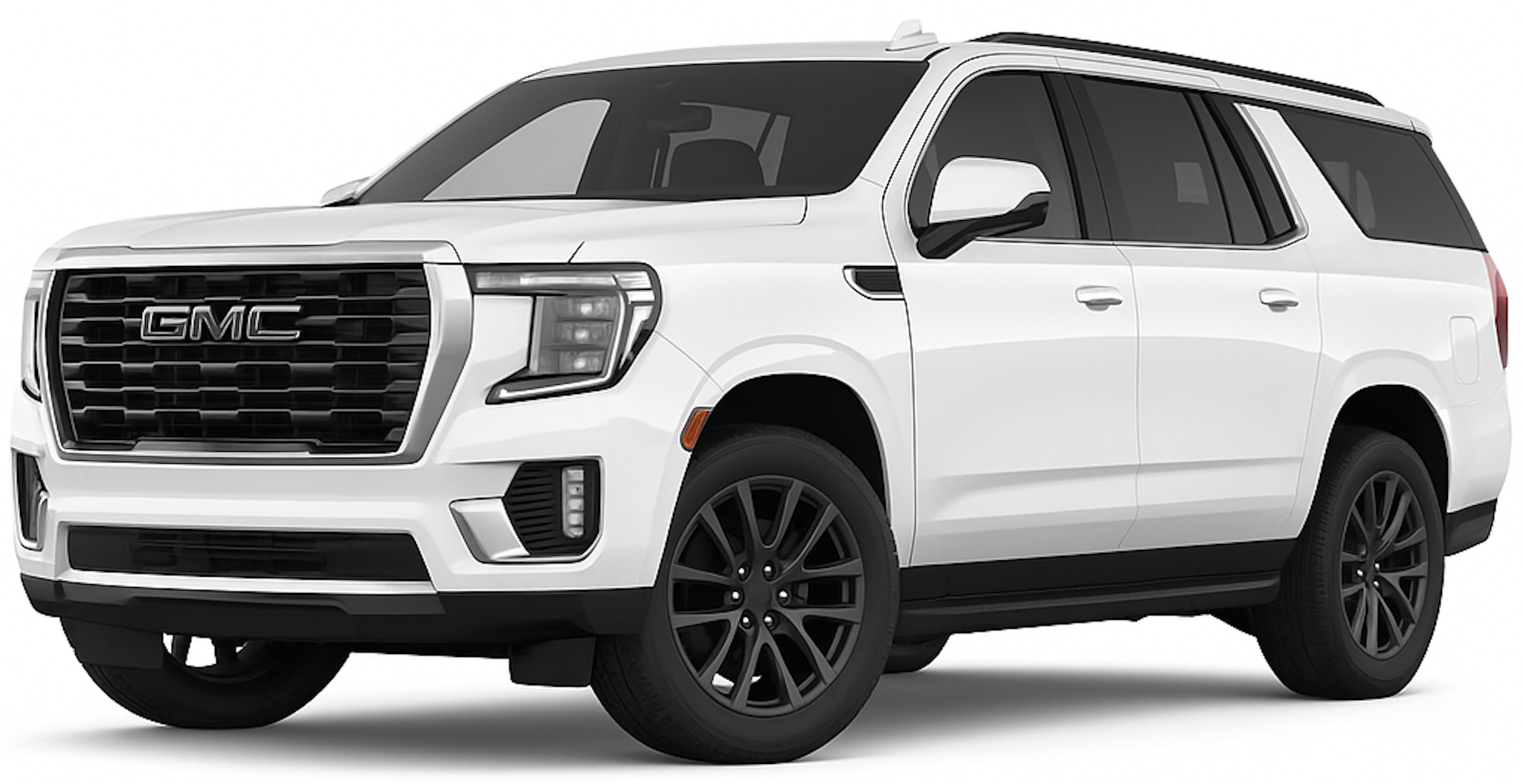 2025 GMC Yukon Elevation front view showcasing bold grille, LED headlights, and premium SUV design.