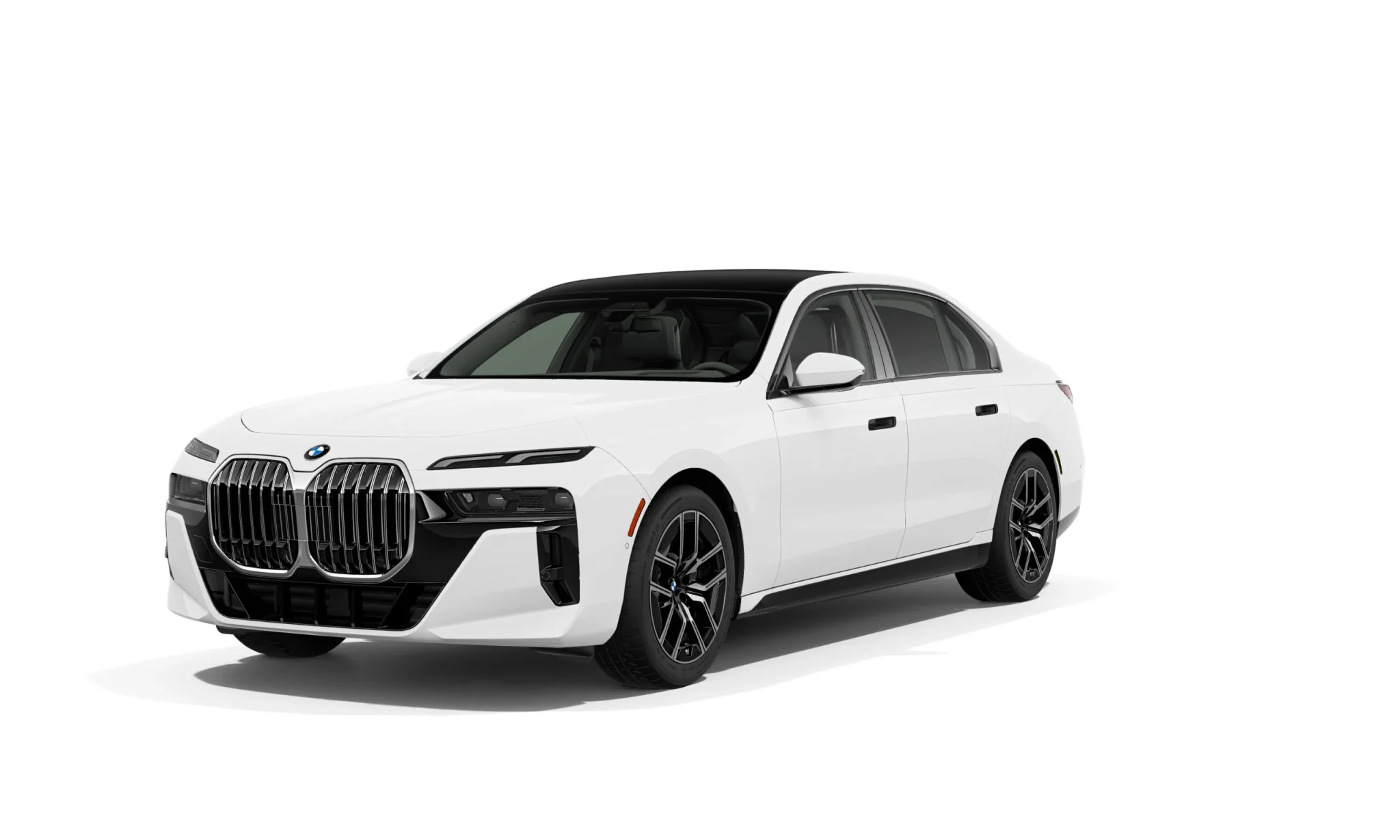 Front view of the 2025 BMW 740i lease, showcasing its sleek German luxury sedan design.