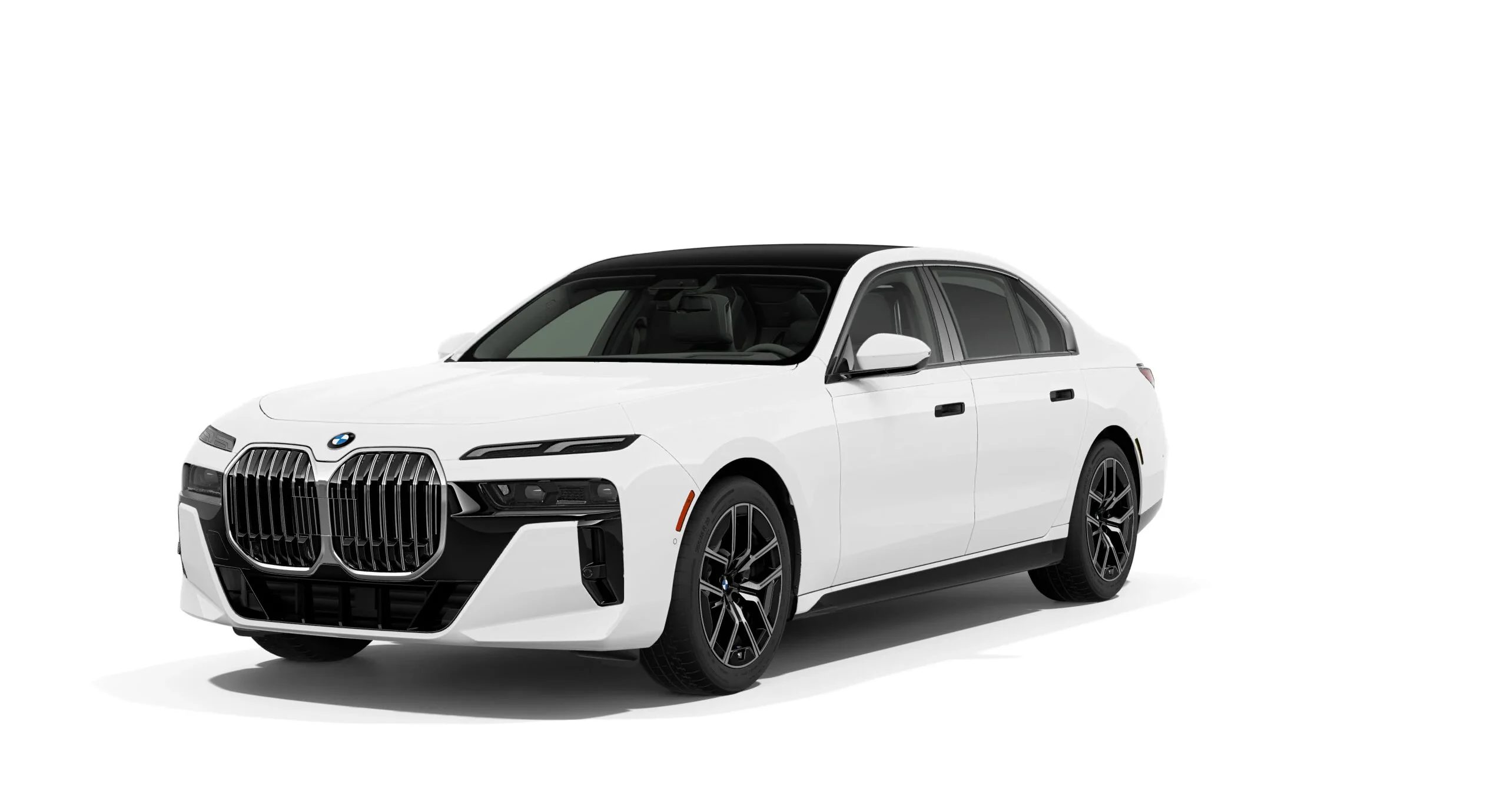 Front view of the 2025 BMW 740i lease, showcasing its sleek German luxury sedan design.