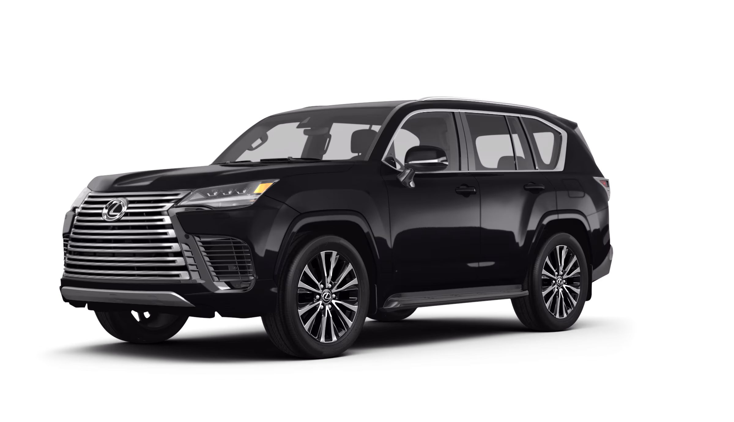 Front view of the 2025 Lexus LX600 lease, showcasing its bold spindle grille for luxury SUV enthusiasts in NYC.