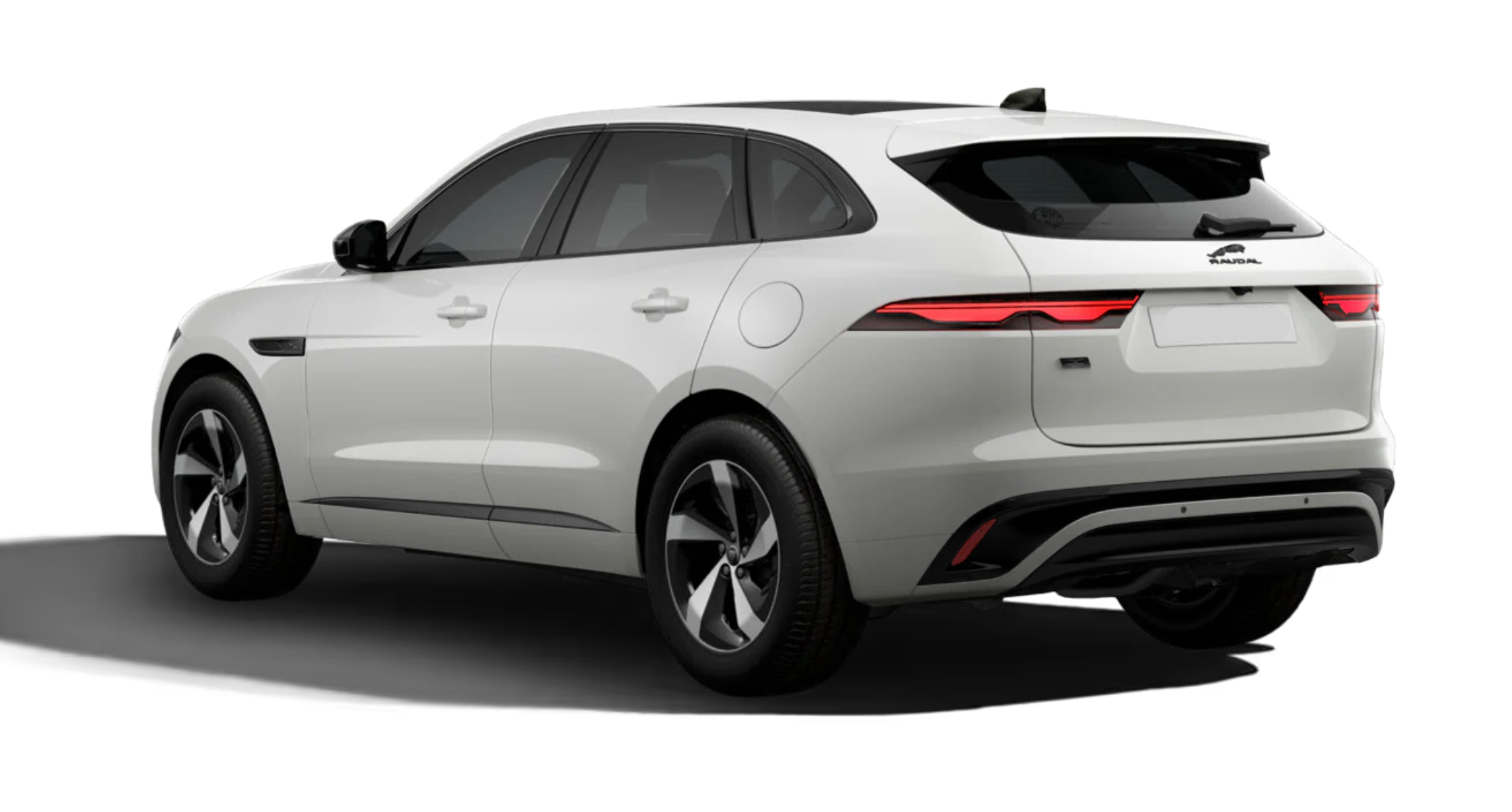 Rear design of the 2025 Jaguar F-Pace R-Dynamic S AWD with sleek LED taillights and sporty R-Dynamic bumper.