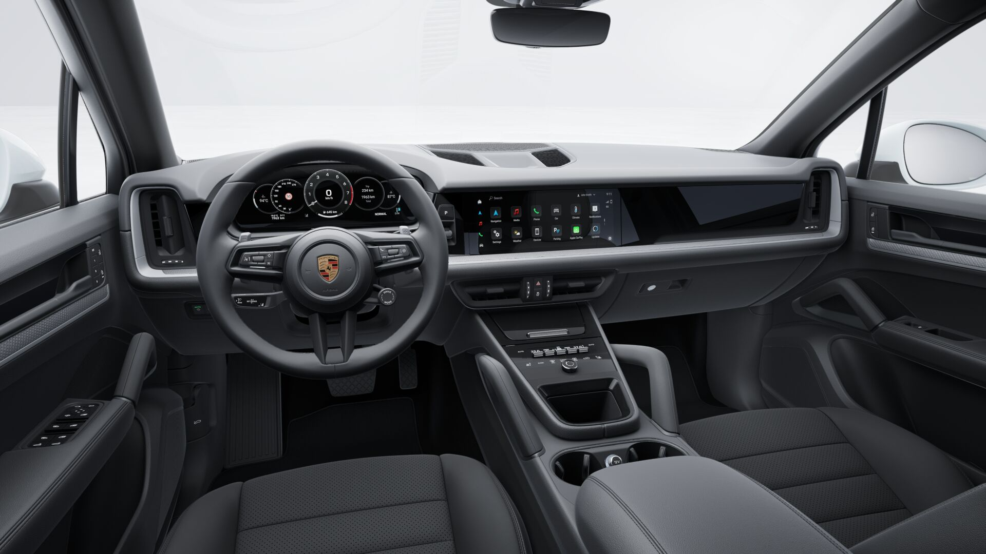 Dashboard of 2025 Porsche Cayenne lease, featuring tech for luxury SUV lease deals in Brooklyn.